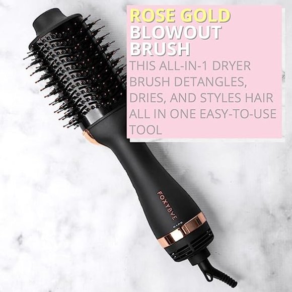 FoxyBae Rose Gold Blow Dryer Brush - 75mm Professional Blowout new in box - Picture 2 of 5